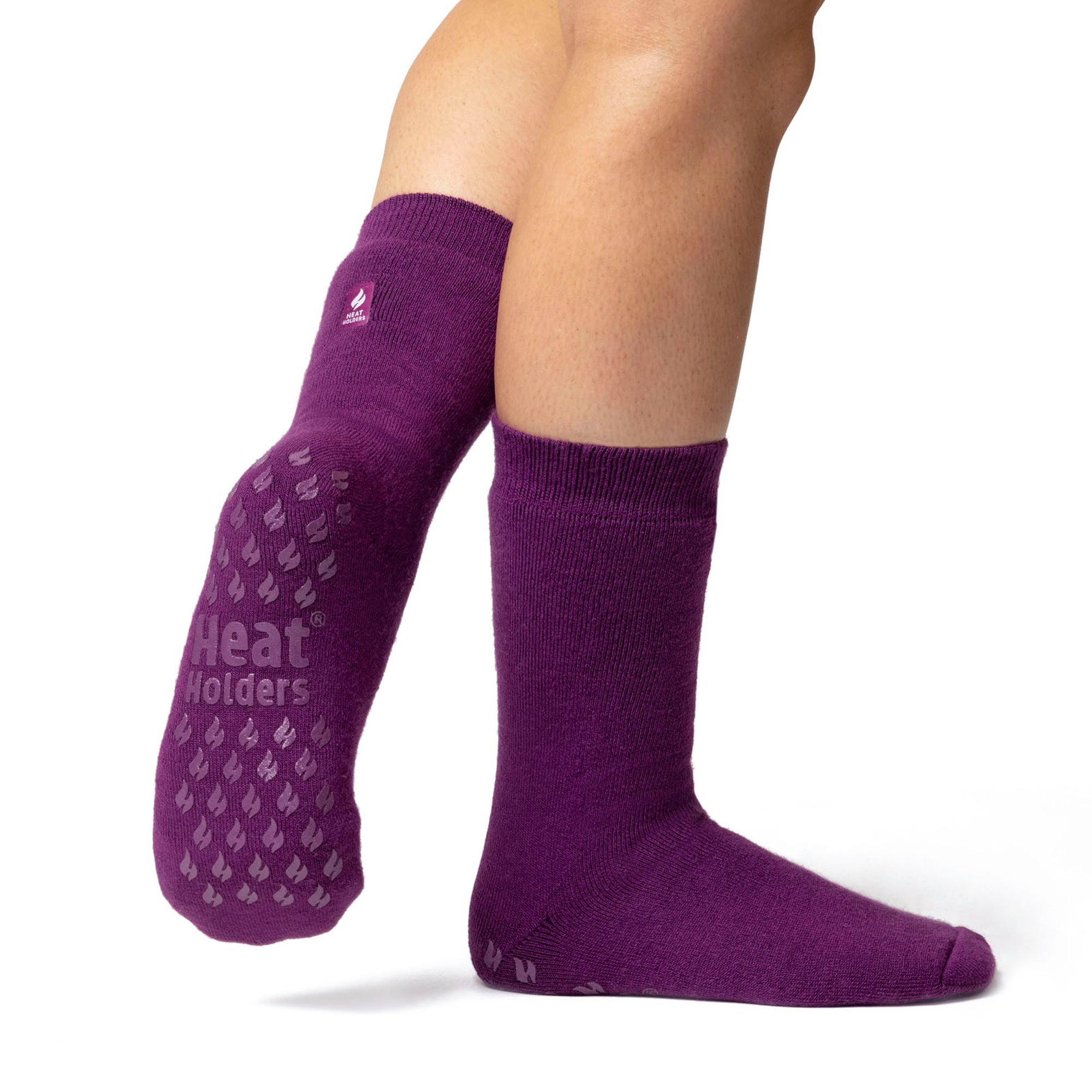 1 Pair Ladies IOMI FootNurse Heat Holders Dual Layer Raynaud's Thermal Warm Slipper Socks Violet